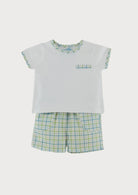 sardon lime checked t shirt and shorts set