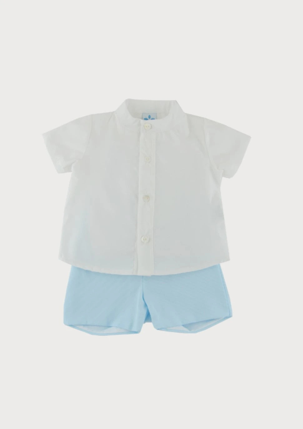 white grandad shirt and aky shorts by sardon