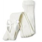 sevva ivory ribbed tights with bow