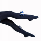 sevva navy ribbed tights with bow