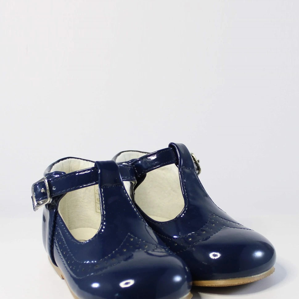 boys navy patent shoes by sevva