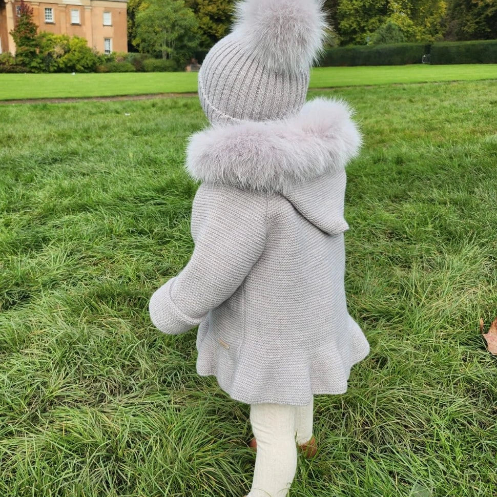 martin aranda taupe faux fur hooded coat