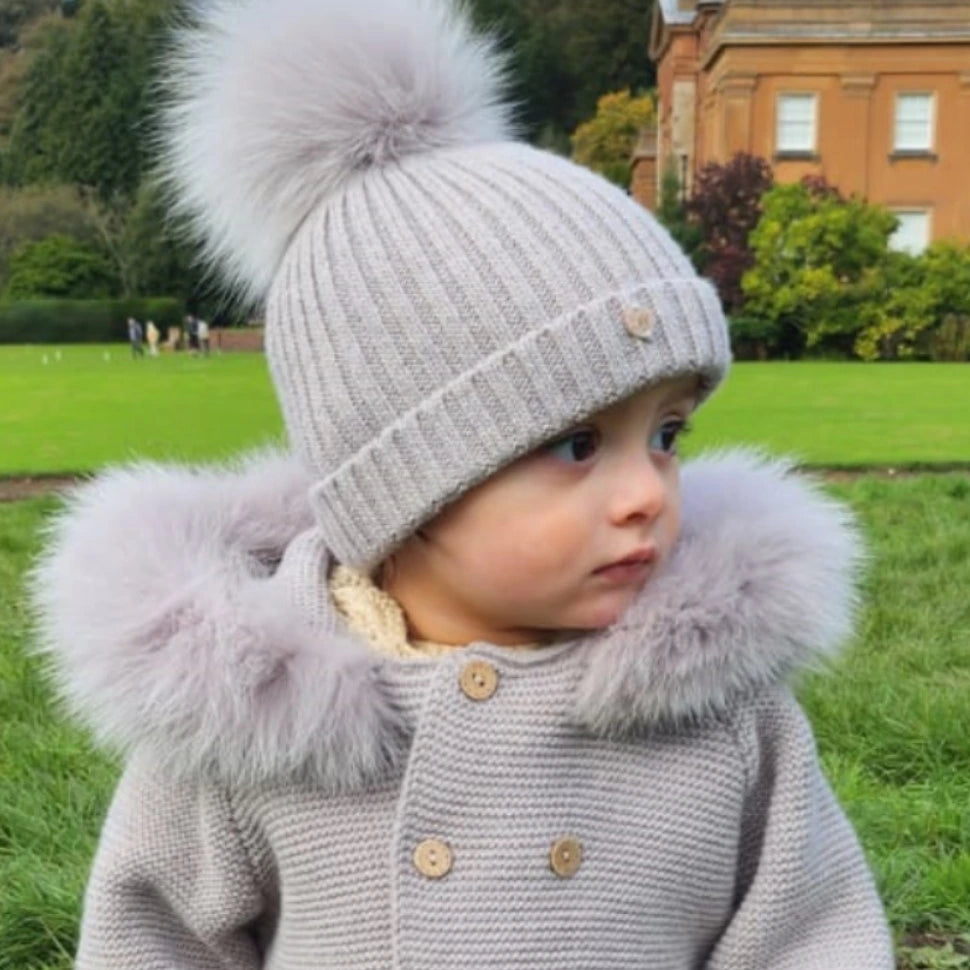 martin aranda faux fur taupe coloured coat