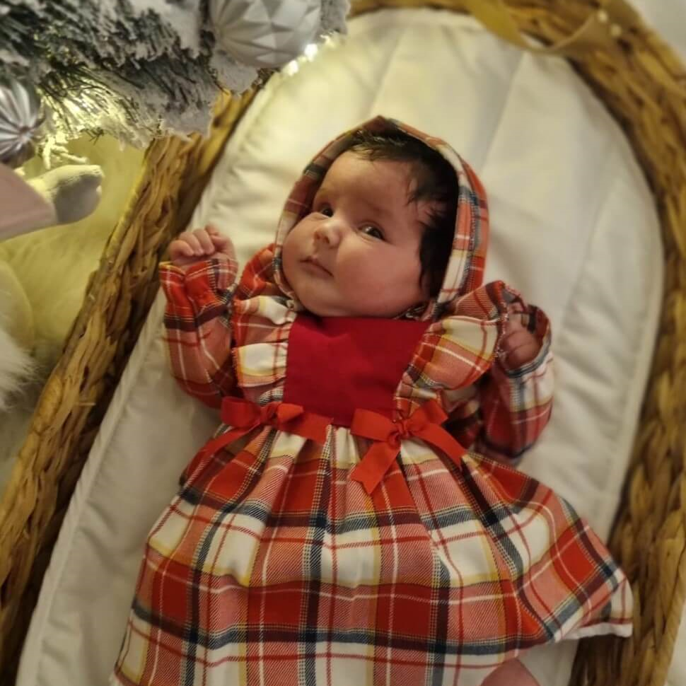 red and white tartan baby 3 pice set