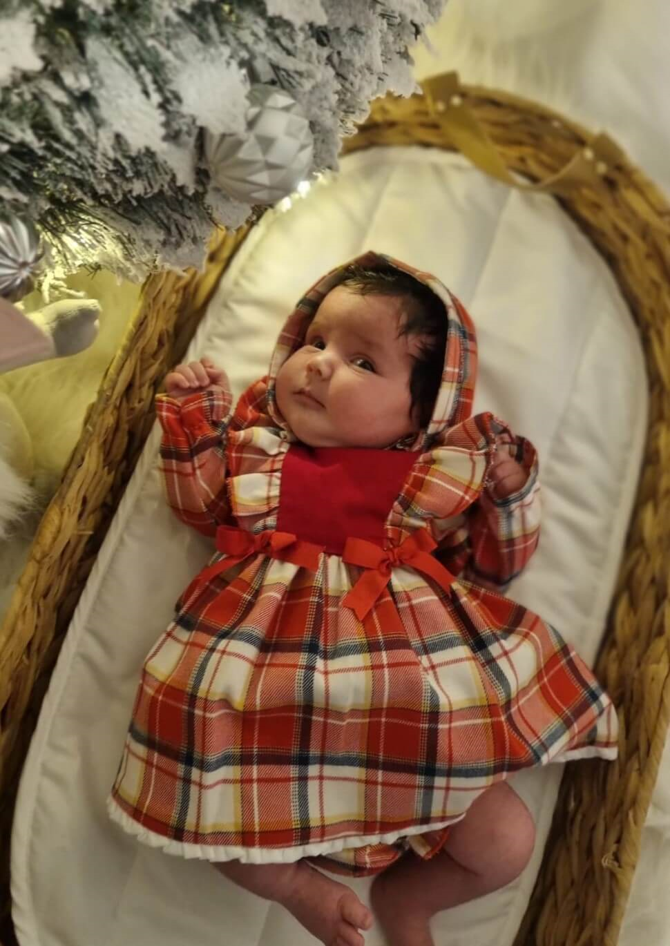 red and white tartan baby 3 pice set