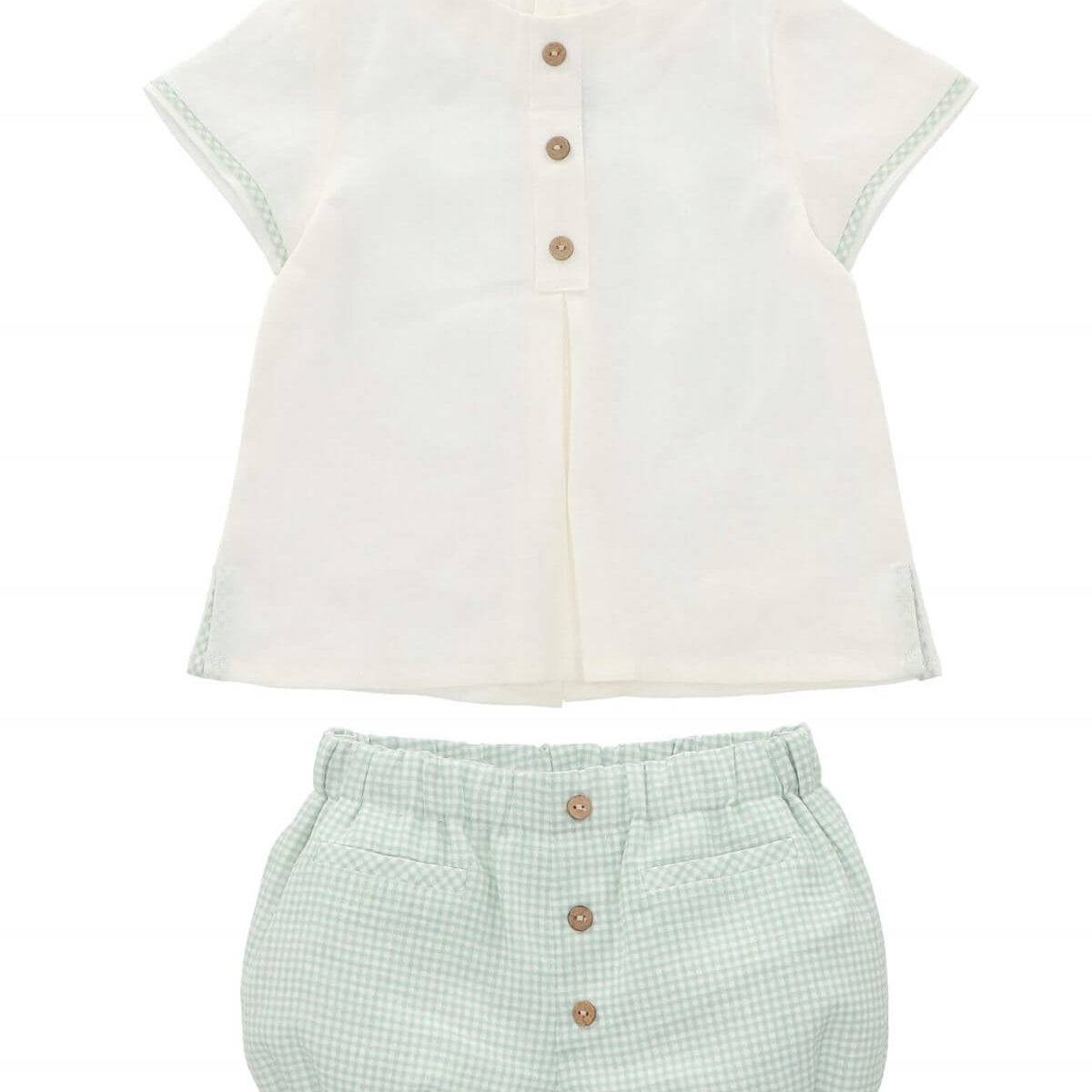 Green Gingham Shorts and T-Shirt Set