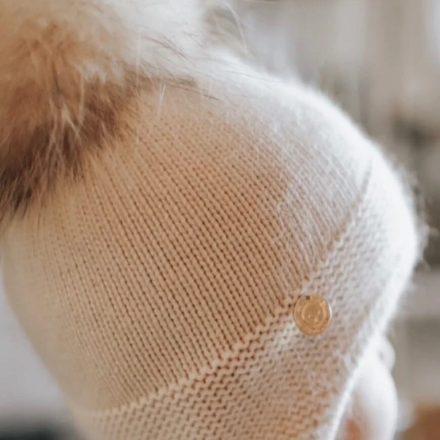 petit maison kids Oatmeal Cashmere Aviator Hat by PMK