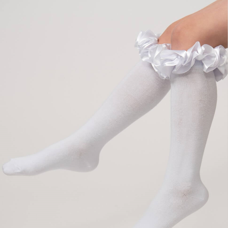 ruffle ribbon knee high socks by caramelo kids