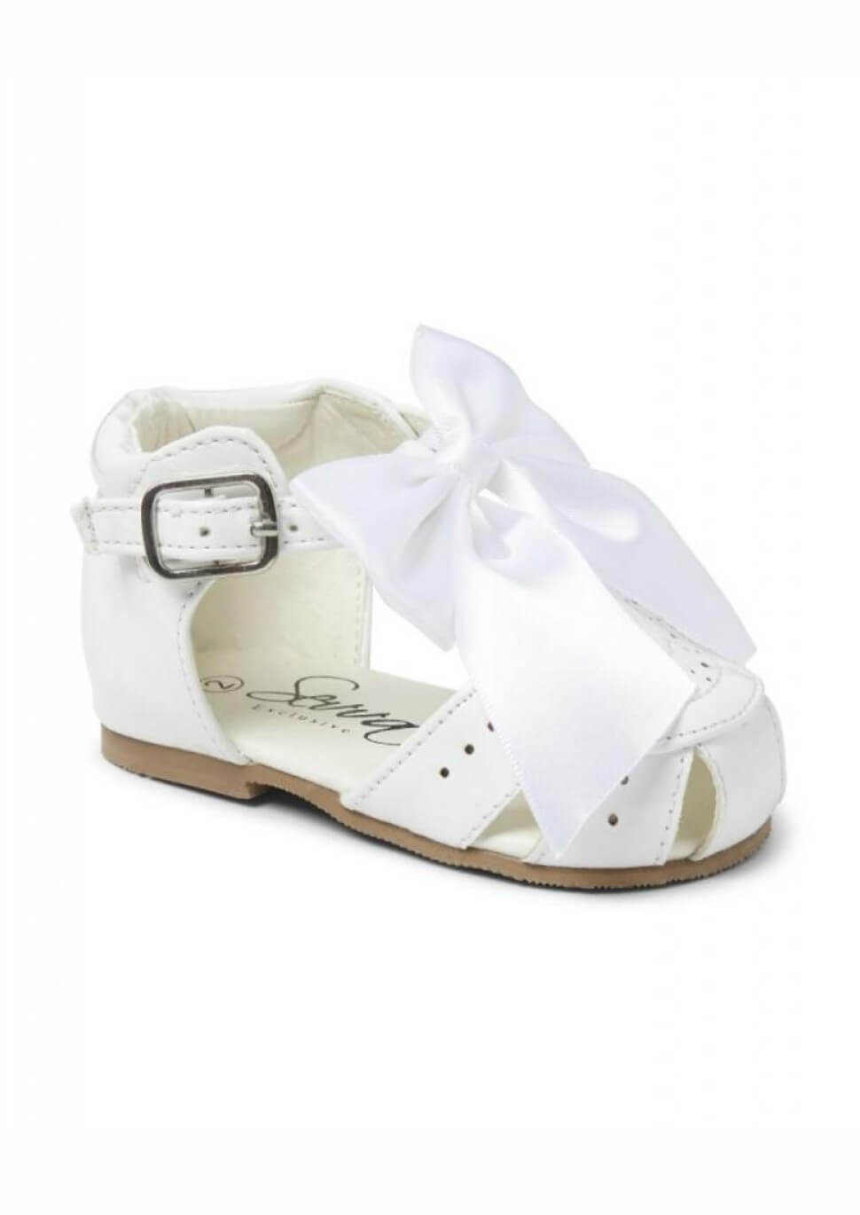 White Terri Bowed Sandals - Tor's Children's Wear