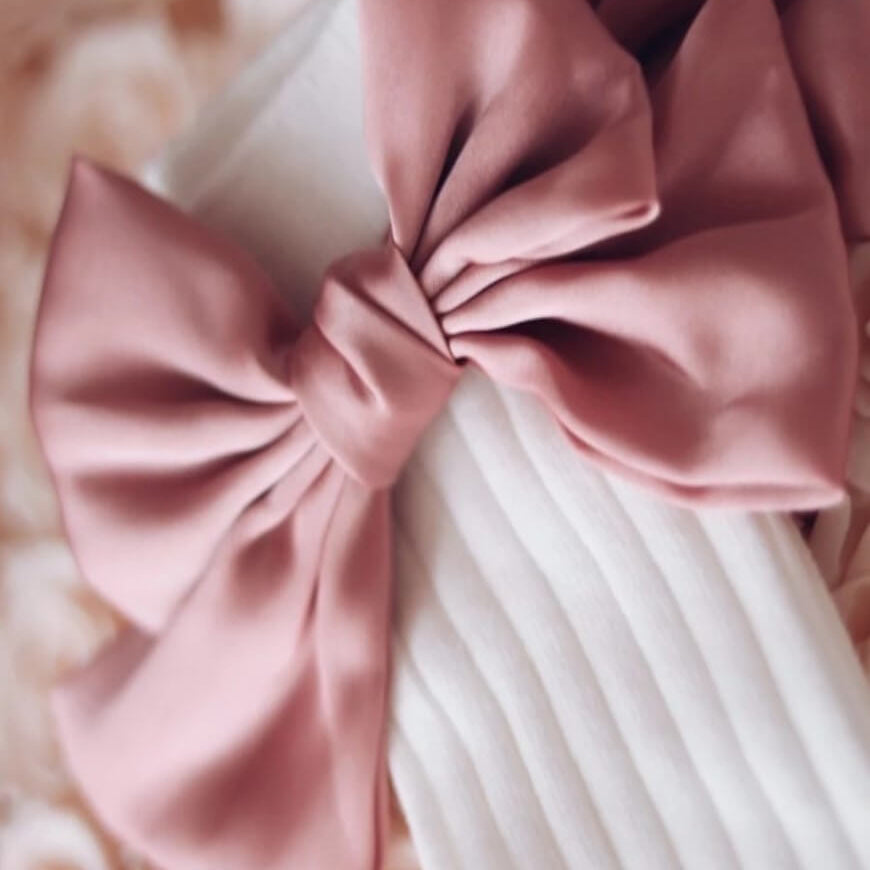 Abigail Pink Satin Bow Socks