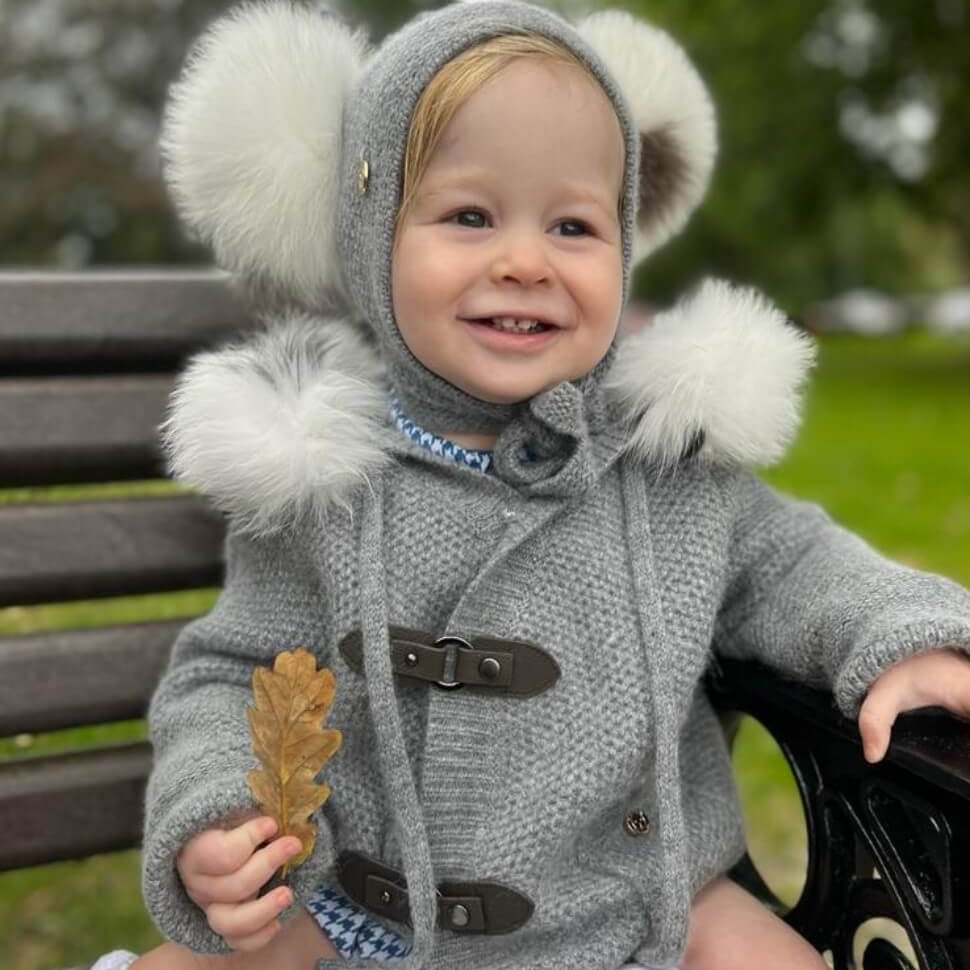 unisex kids Honeycomb Grey Cashmere Bonnet