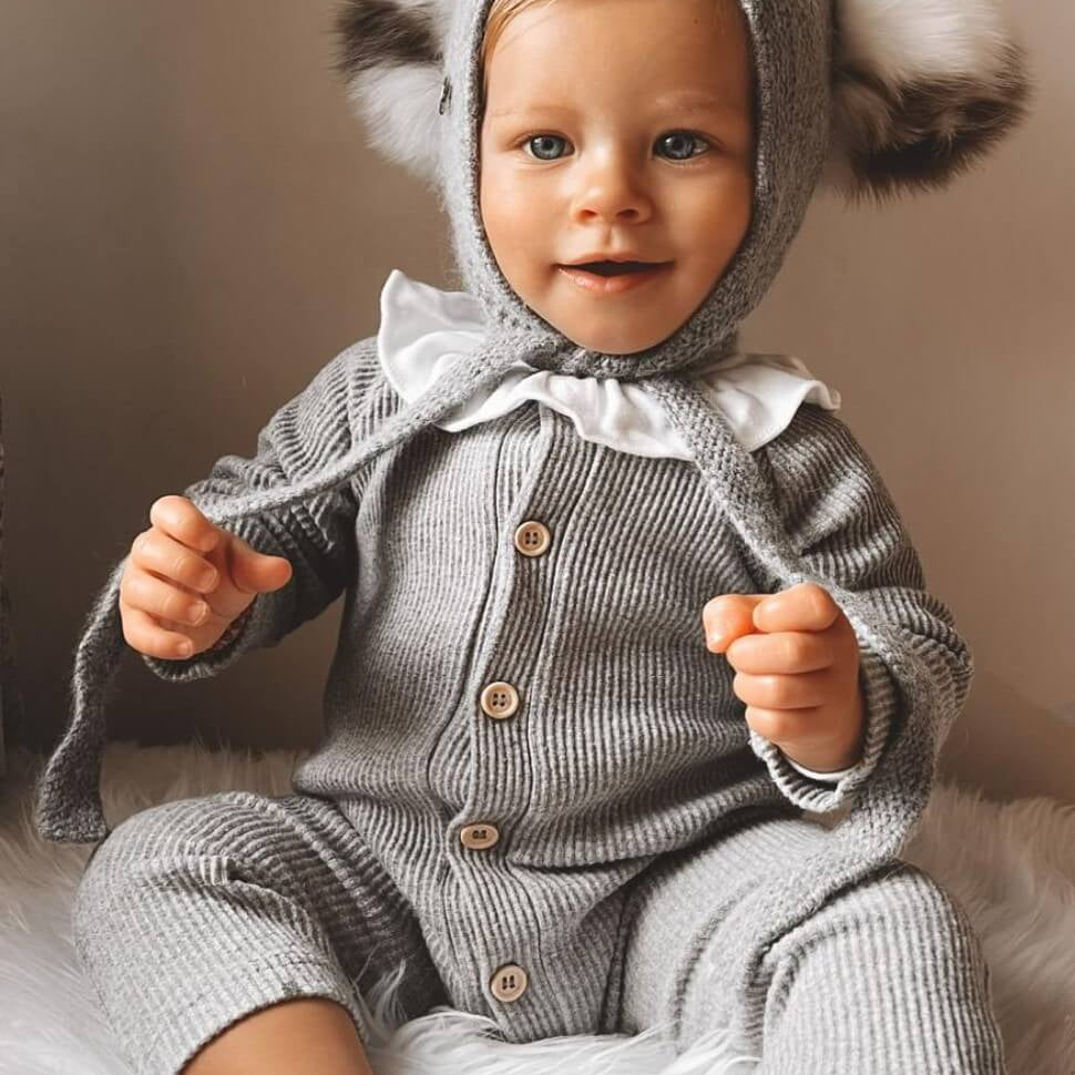 Honeycomb Grey Cashmere Bonnet