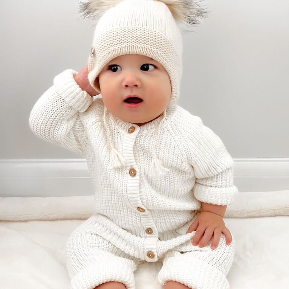 petite maison kids Oatmeal Cashmere Aviator Hat