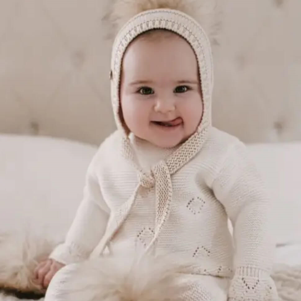 petite maison kids cashmere pasha three faux fur pom hat