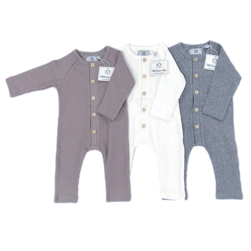 White Ribbed Cotton Playsuit - Tor's Children's Wear