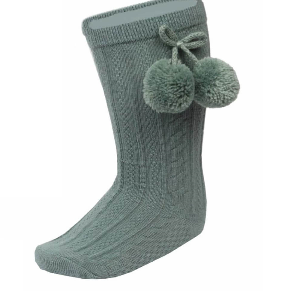 sage knee high pom socks from tors childrens wear