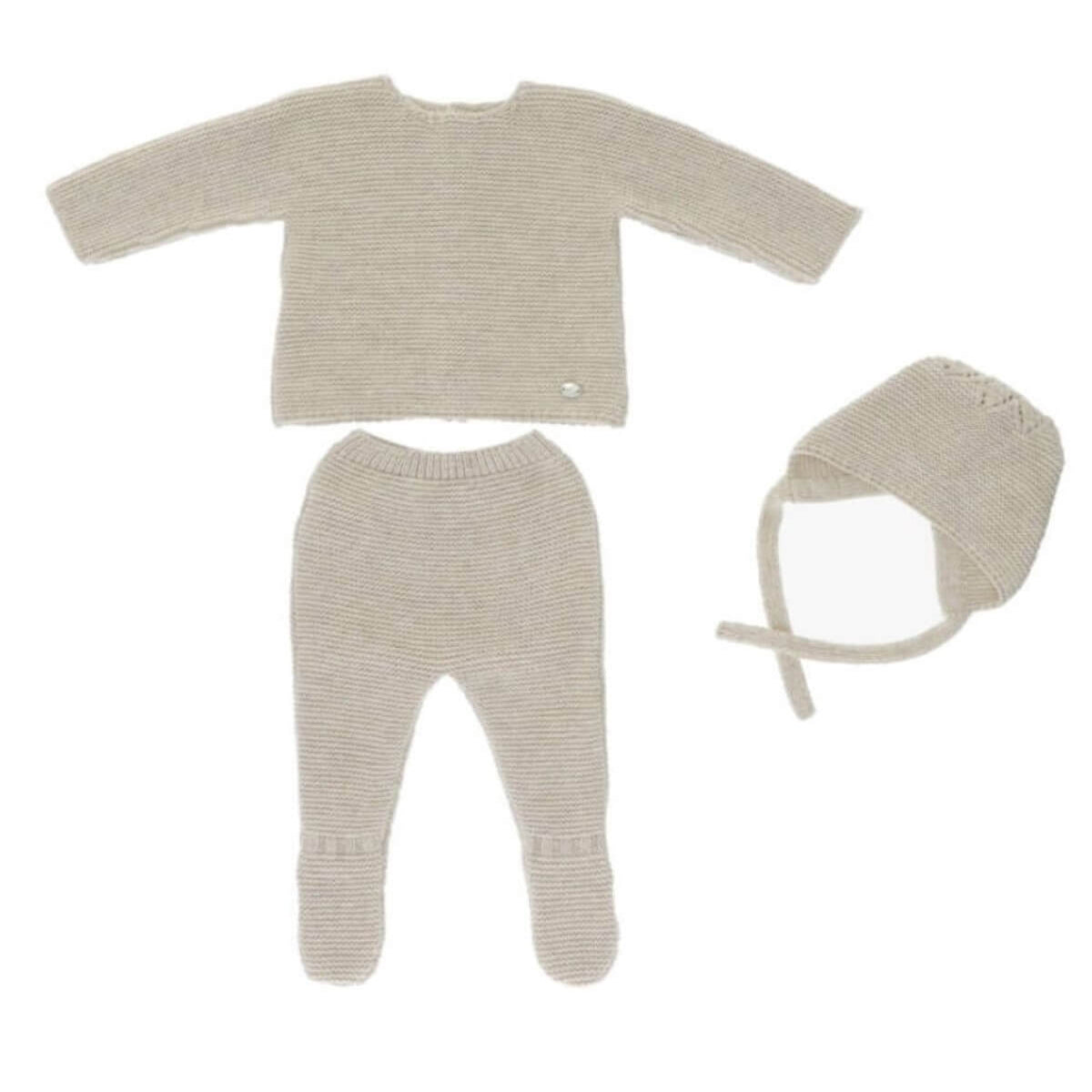 tors childrens wear "Sahara" Beige Knitted Pram Set by martin aranda