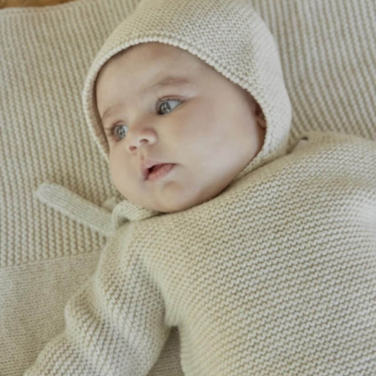 martin aranda "Sahara" Beige Knitted Pram Set from tors childrens wear