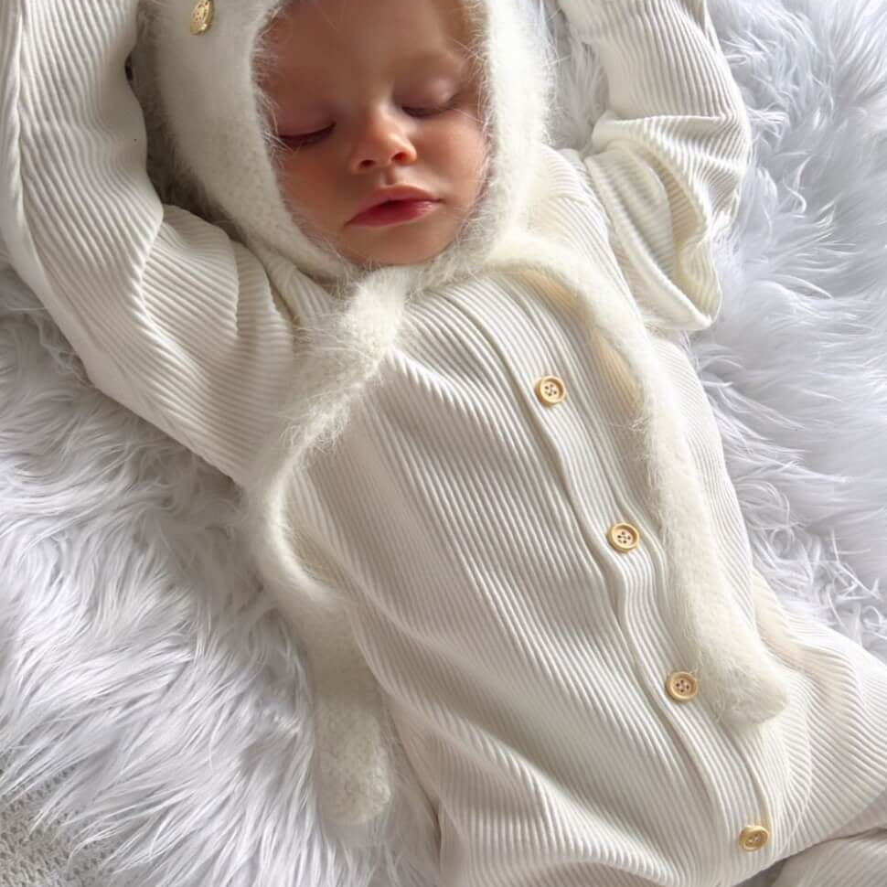 White Ribbed Cotton Playsuit