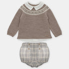 Boys Beige christmas jumper and shorts 