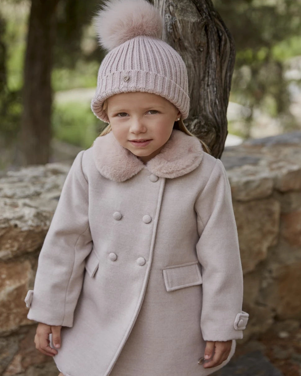 "Arabella" Faux Fur Collared Coat from tors childrens wear aw23 collection by spanish brand martin aranda