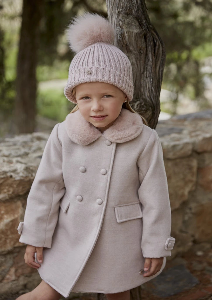 "Arabella" Faux Fur Collared Coat from tors childrens wear aw23 collection by spanish brand martin aranda