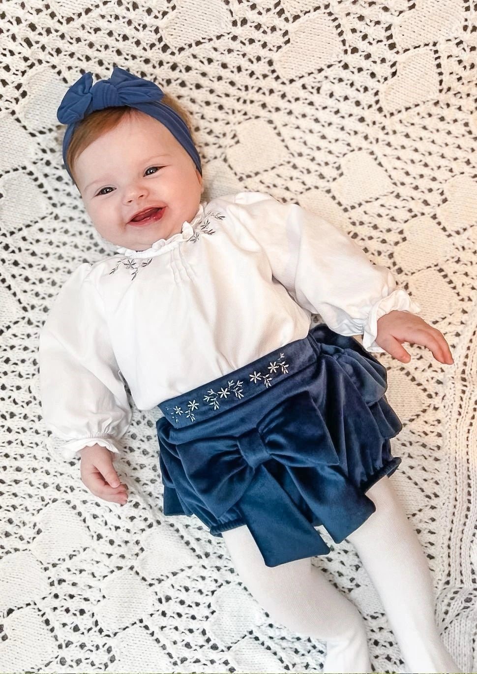 deolinda girls blouse and navy bloomers set from tors childrens wear
