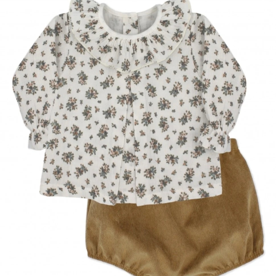 ditsy floral print blouse and bloomers set 