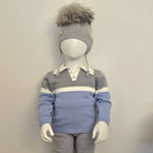 granlei boys sky and grey knit top and trousers set