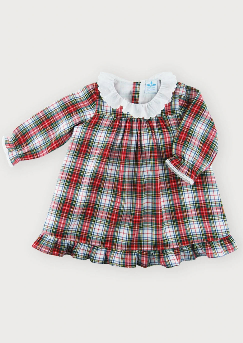 sardon red and green tartan print dress