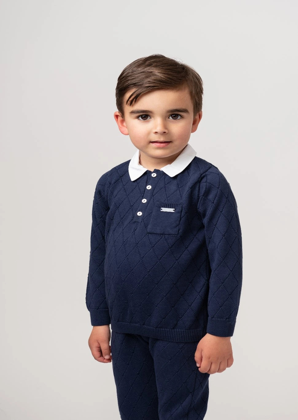 navy diamond knotted two piece set from caramelo kids