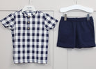 rapife Navy Check Grandad Shirt and Shorts