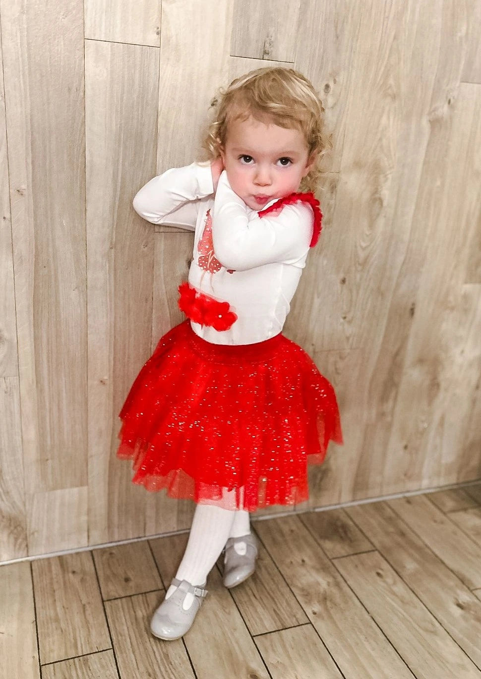caramelo kids aw23 Red Tulle Fairy Sparkle Skirt Set from tors childrens wear