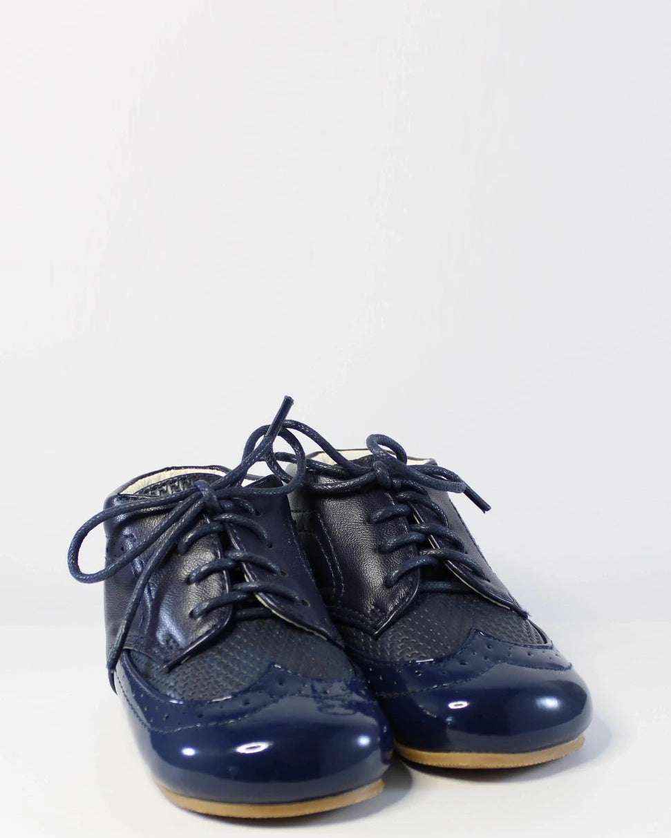 boys navy brogue boots from sevva