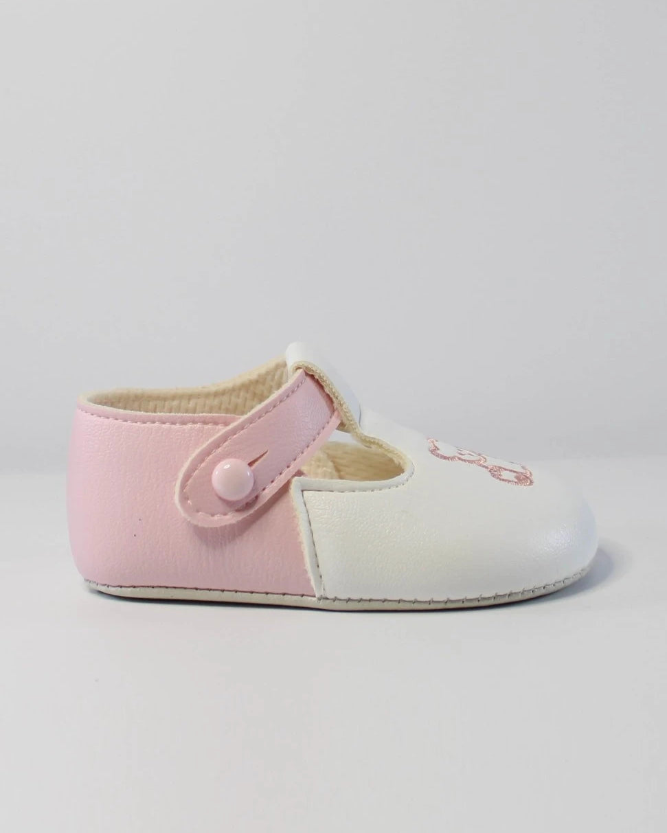 baypods pink teddy motif soft sole shoes from tors childrens wear