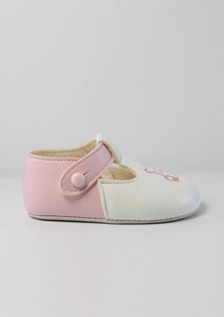 baypods pink teddy motif soft sole shoes from tors childrens wear