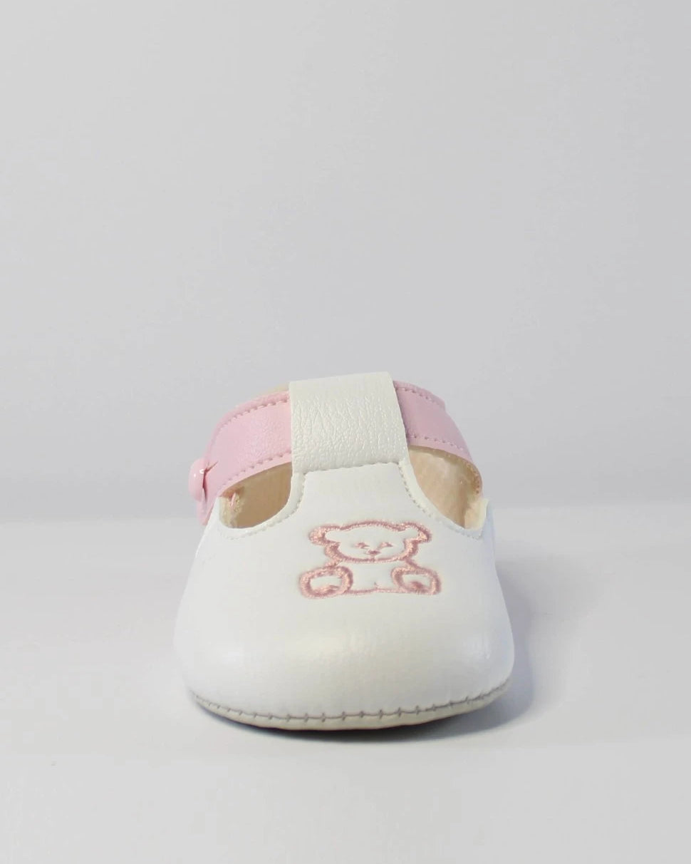 baypods pink teddy motif soft sole shoes available at tors childrens wear