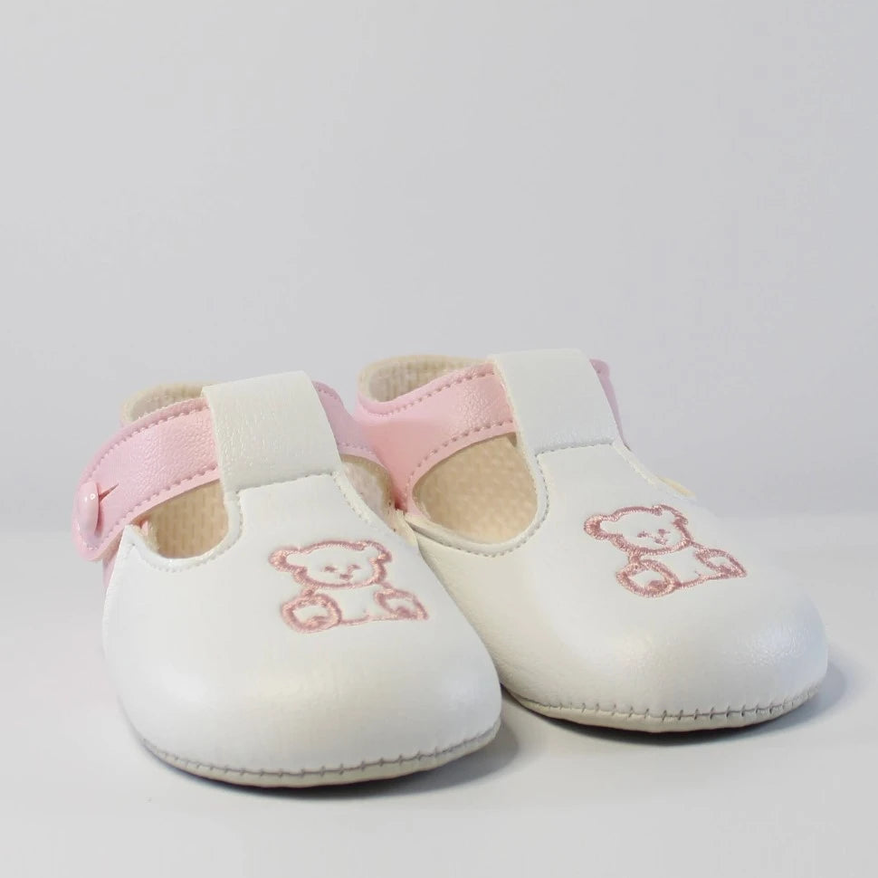 baypods pink teddy motif soft sole shoes