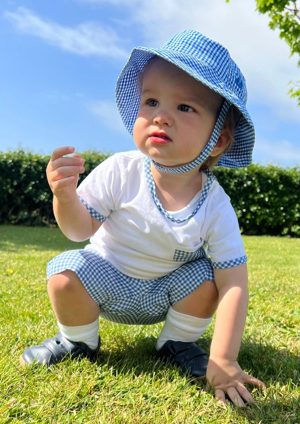 Blue Check T-Shirt & Shorts Set by Portuguese Brand modelled by tors childrens wear brand rep angus