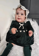 caramelo kids Bottle Green Smocked Velour Jam Pant Set from tors childrens wear