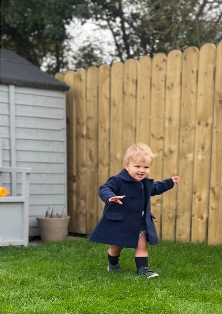 navy boys winter trench coat by sardon from tors childrens wear