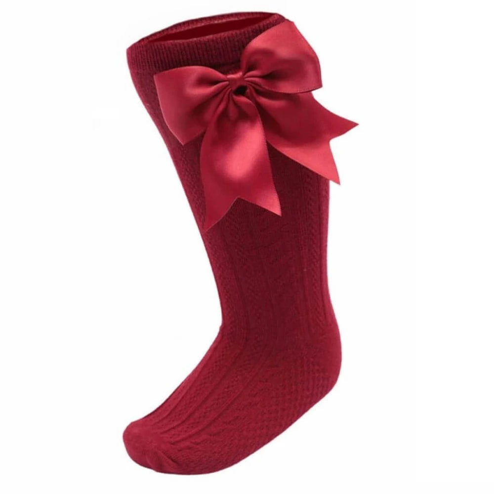 burgundy bow socks from tors childrens wear