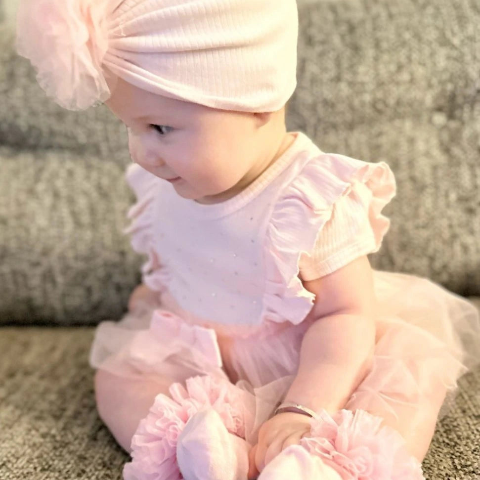 caramelo kids Pink Tulle Dress and Turban from tors childrens wear
