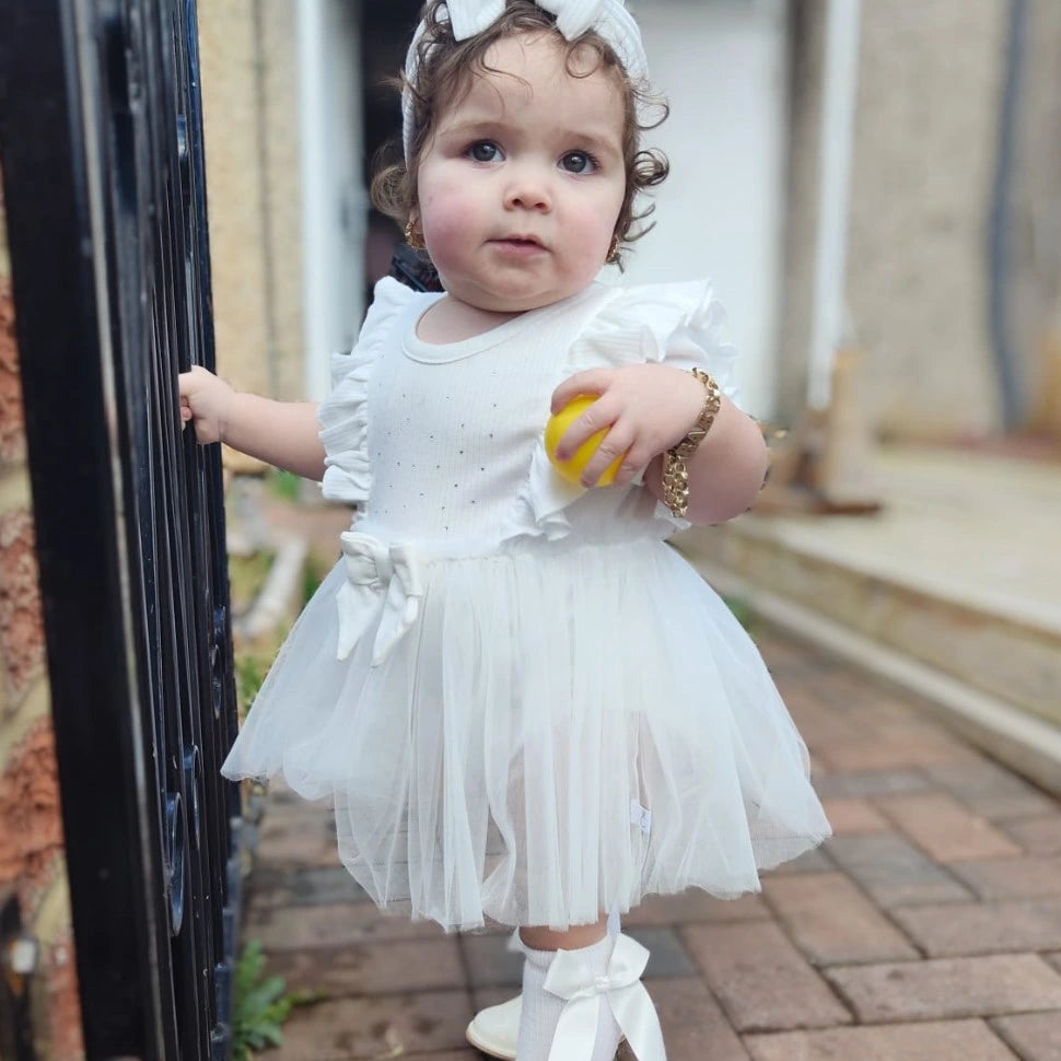 caramelo kids ivory tulle dress and turban set from tors childrens wear