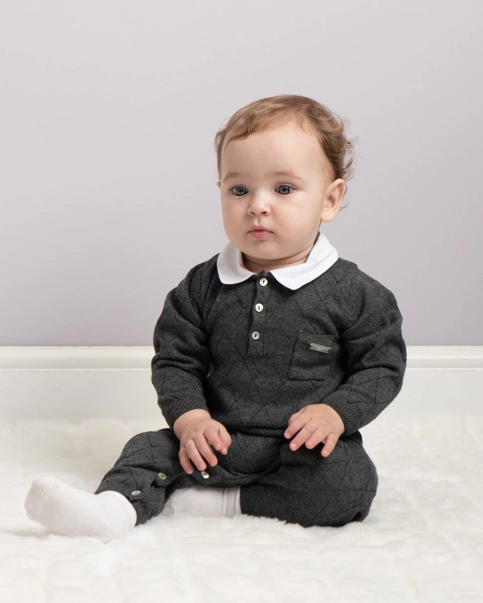 Charcoal Diamond Knitted Two Piece Set by caramelo kids available at tors childrens wear