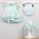 dbb collections mint striped dress bloomers and bonnet set 