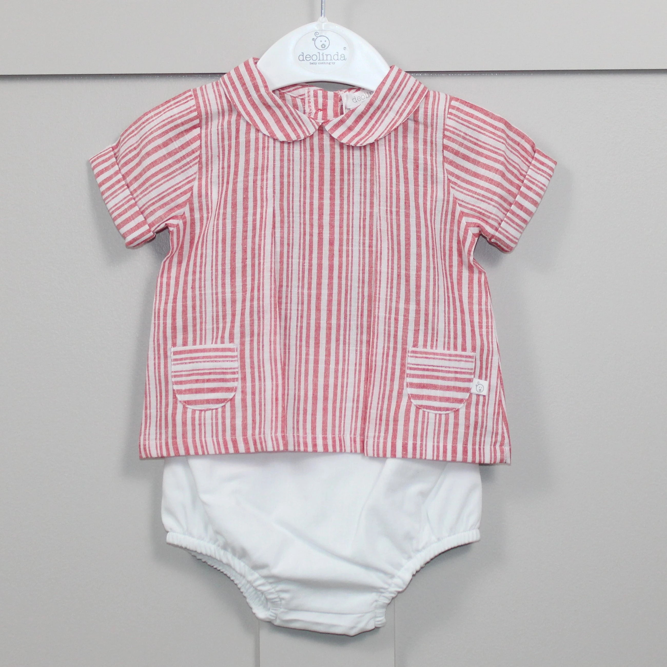 Deolinda Red Stripe shirt and shorts set 