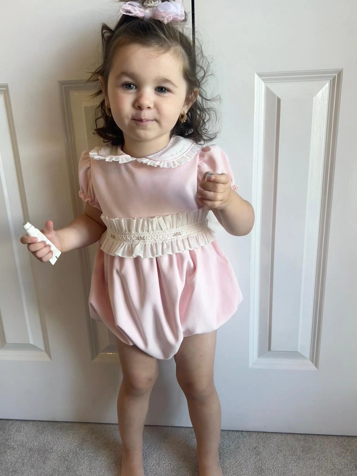 pink girls romper by fofettes