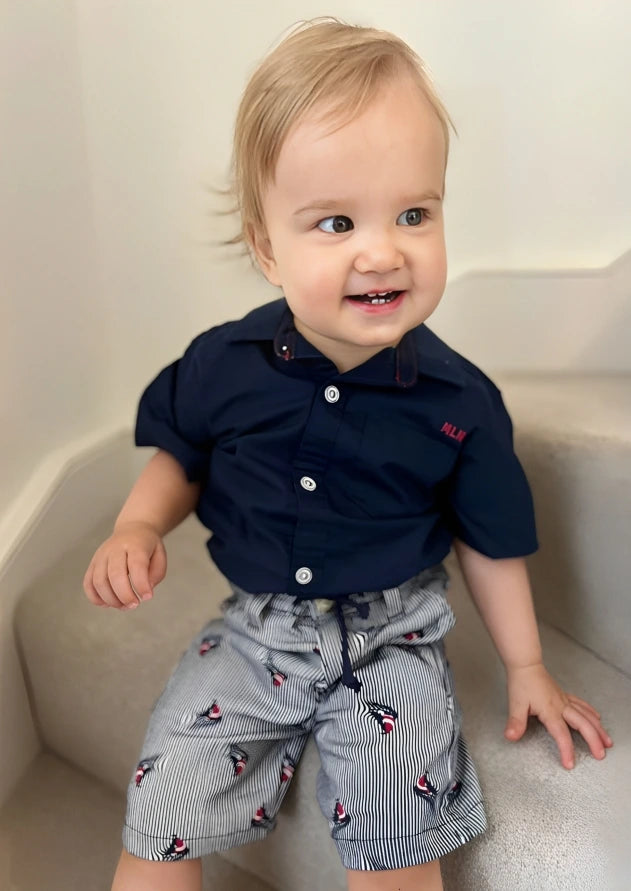 Hugo Navy Shirt and Shorts Set by Milon. 