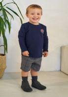 navy long sleeved t-shirt and shorts from rapifes winter 23 collection